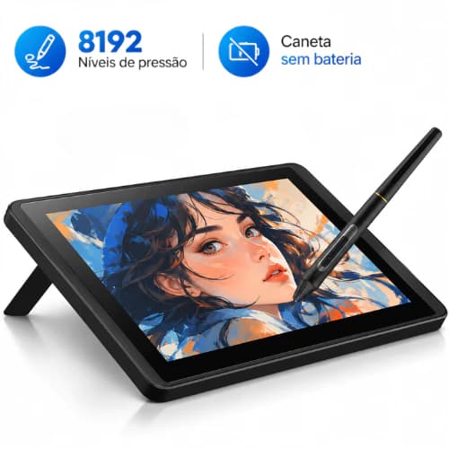 Mesa Digitalizadora com Monitor 11,6 8192 Níveis 5080LPI Windows Mac Android Desenho Escrita Digitalização