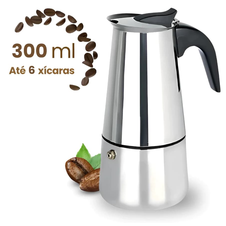 Cafeteira Italiana Aço Inox 6Xícaras Café Expresso