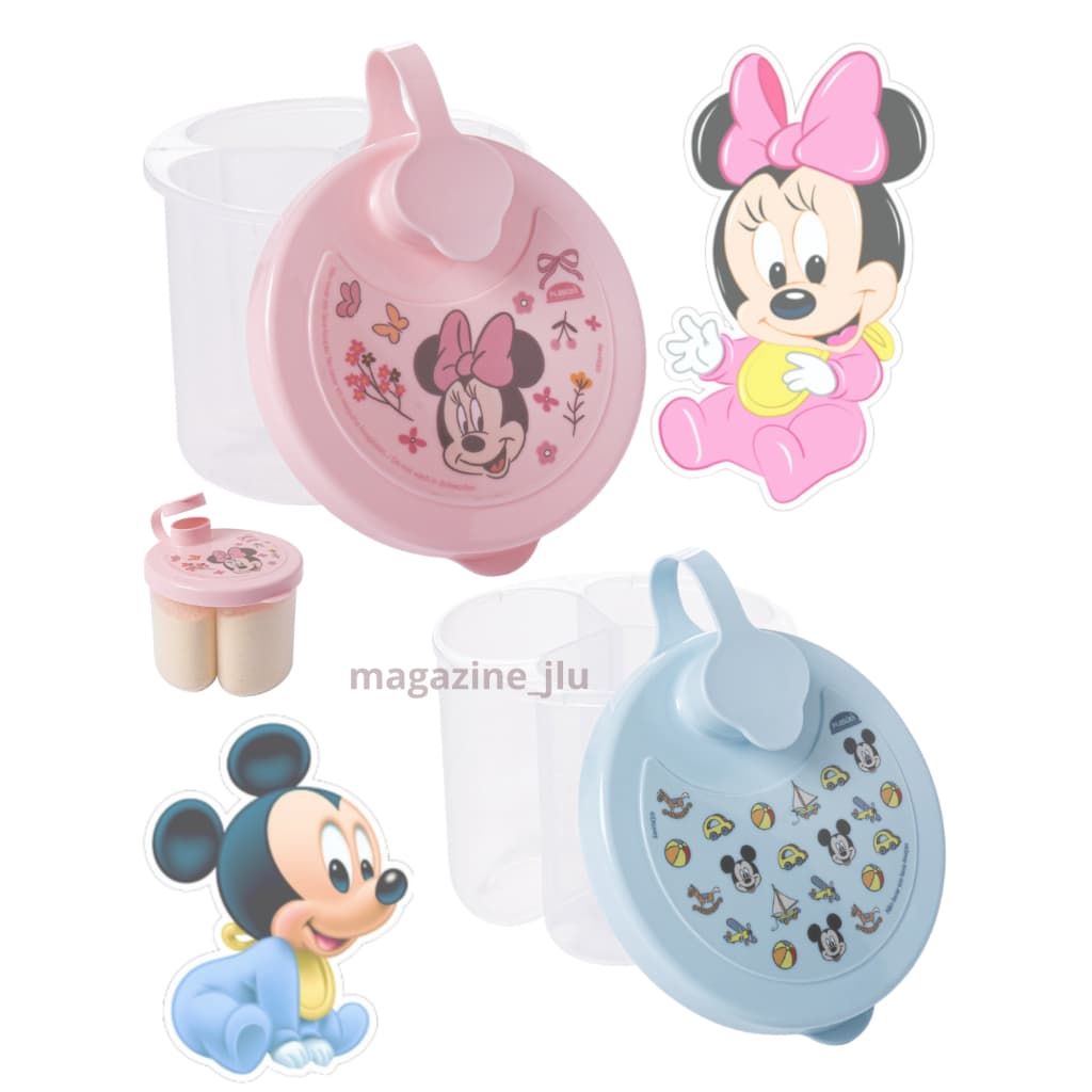 Porta Leite em Pó Dosador 3 Divisórias Bebê Mickey Minnie Disney Plasútil Infantil