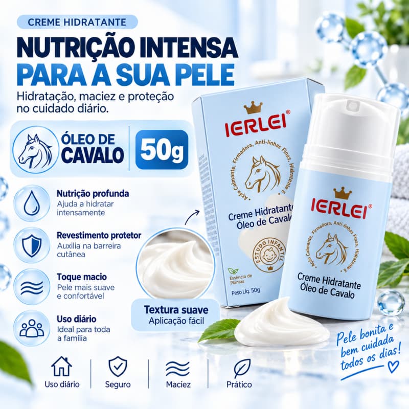 Óleo de Cavalo Creme Facial Hidratante para o Rosto Anti-Idade Cuidados com a Pele 50g