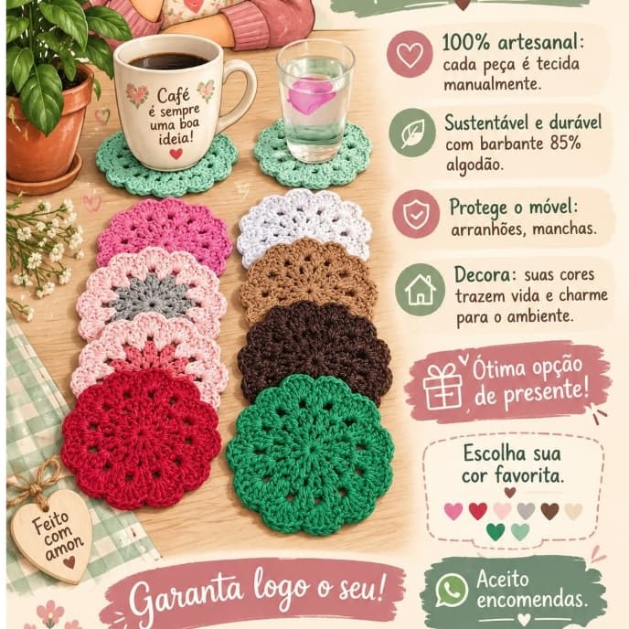 Amigurumi da Fé. By Rose - Kit Porta-Copos Crochê - Linha Conforto (Barbante 85% Algodão)