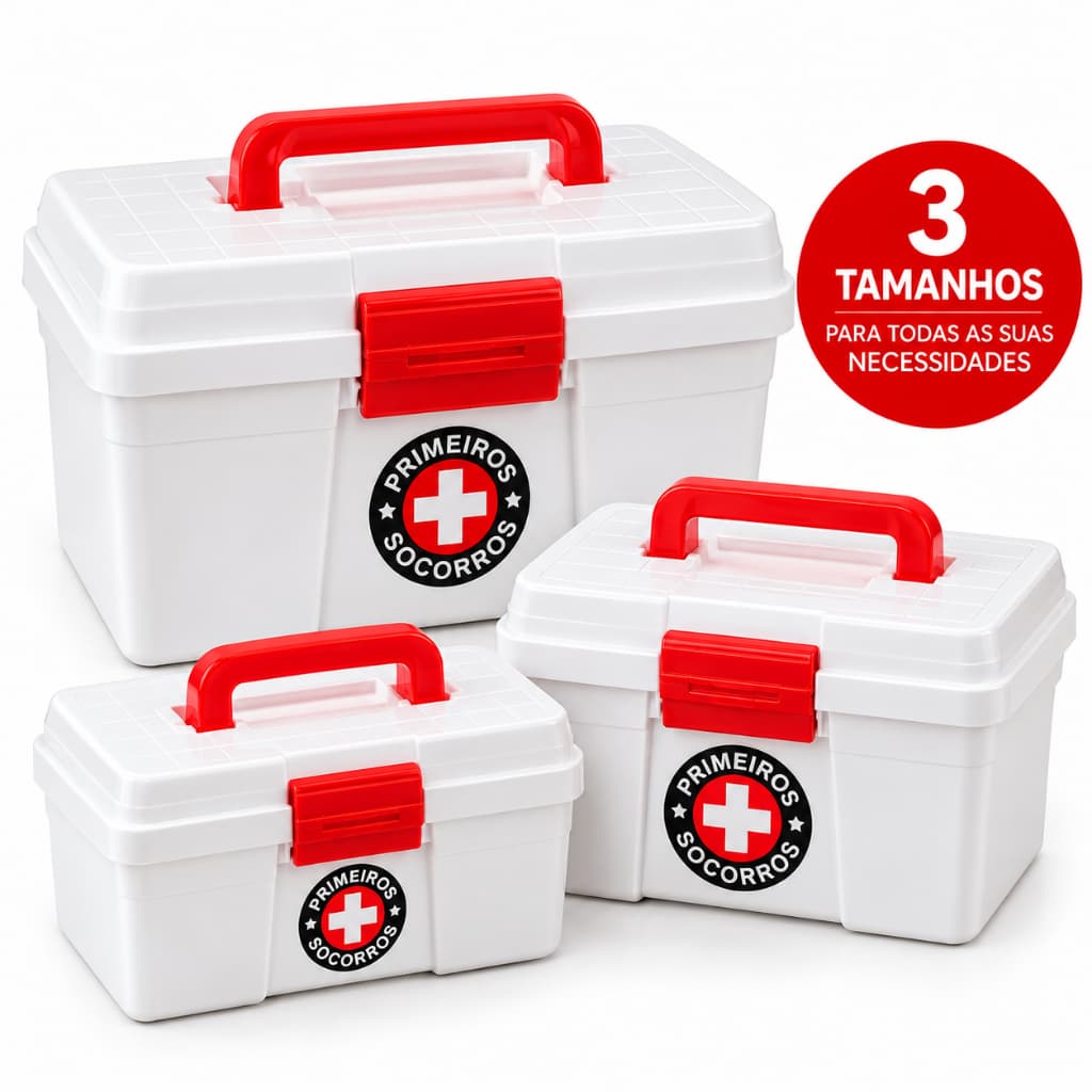 Oferta Kit 03 Maletas Primeiros Socorros Caixa Frasqueira para Medicamentos de Plastico Guarda Remedios