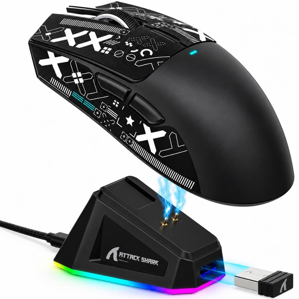 Mouse Gamer Sem Fio Bluetooth 2.4g 22000dpi Paw3311 Attack Shark X11