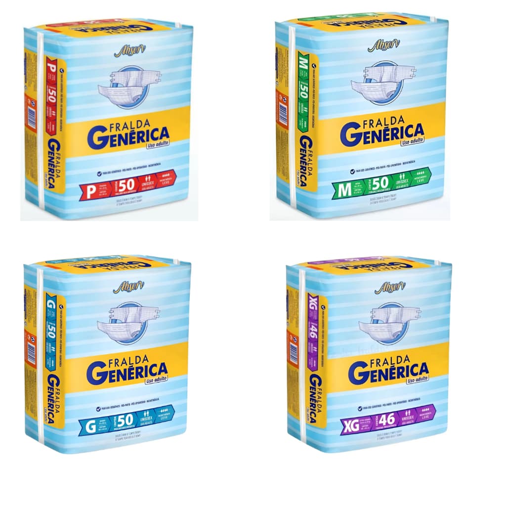 Fralda Genérica Geriátrica Adulto Absorv Descartável | Tamanhos P M G XG | Pacote Econômico por Unidade