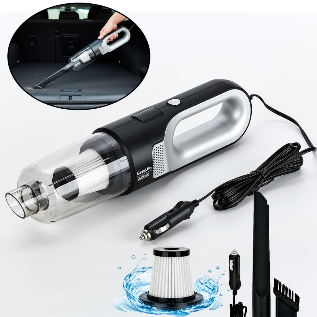 Aspirador de Pó Automotivo Carro Clean.On 180w 12v Escova Bico Tubo Prolongador Cabo De 4 Metros - Seed.On