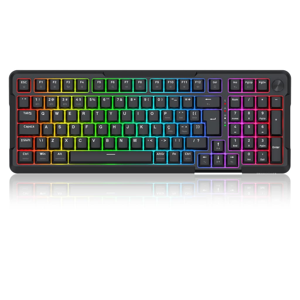 Teclado Mecânico Gamer Redragon Arlokks Preto RGB Gasket Mount 1800 Compact Switch Redragon RPC linear QMK / VIA Hotswap
