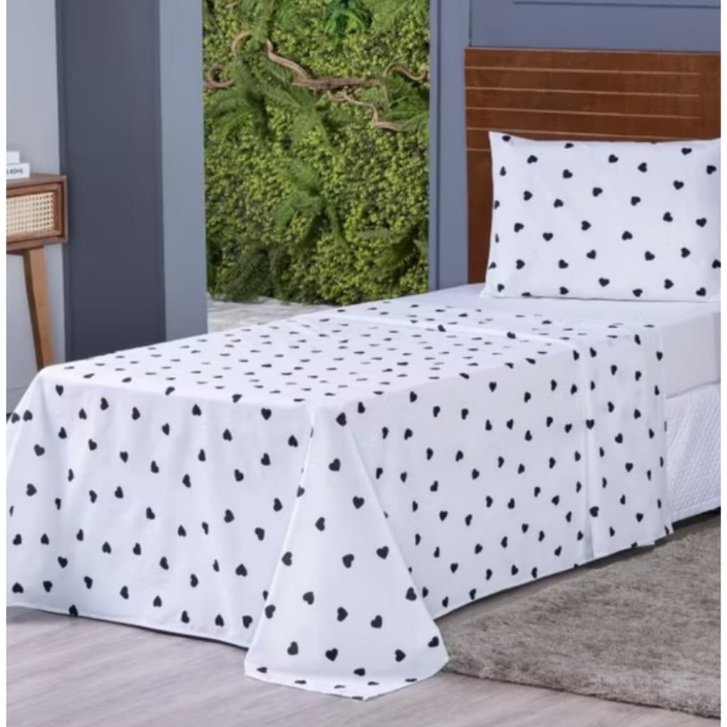 Jogo de Lençol Cama Solteiro/Casal/Casal Box Premium Poá 2PÇ/3PÇ Percal Flex 180 Fios Macio Elegante