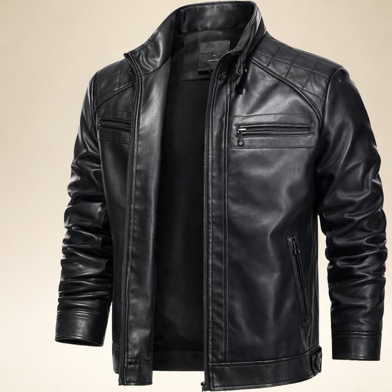 Jaqueta de Couro Masculina Slim Elegante