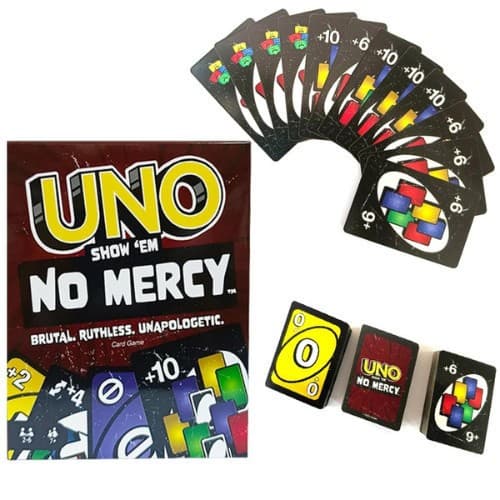 UNO No Mercy Jogo de Cartas 168 Cartas Exclusivas – Diversão para Família e Amigos