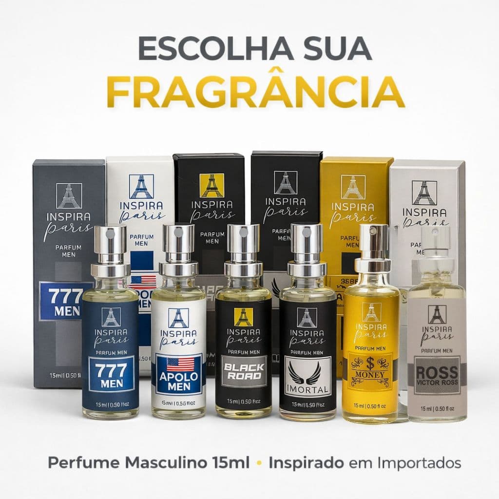 Kit Perfume Masculino 15ml Inspira Paris Alta Fixação | Inspirado em Importados | 777, Apolo, Black Road, Imortal