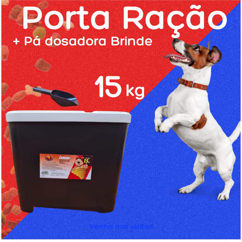 Porta Ração 15 kg Para Armazenar Ração de Cachorro e Gato Furação Pet Petshop