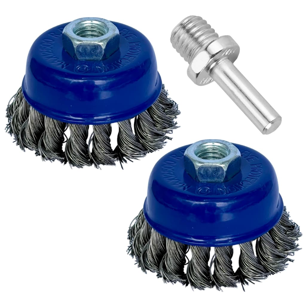 Kit 2 Escova Rotativa Aço Trançado Torcida para Furadeira Esmerilhadeira Lixadeira 75mm M14 Removedor Ferrugem Limpeza