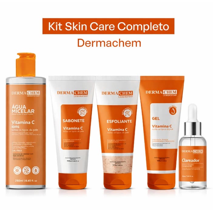 Kit Skin Care Anti Idade + sabonete + gel + esfoliante + agua micelar + Sérum- Dermachem