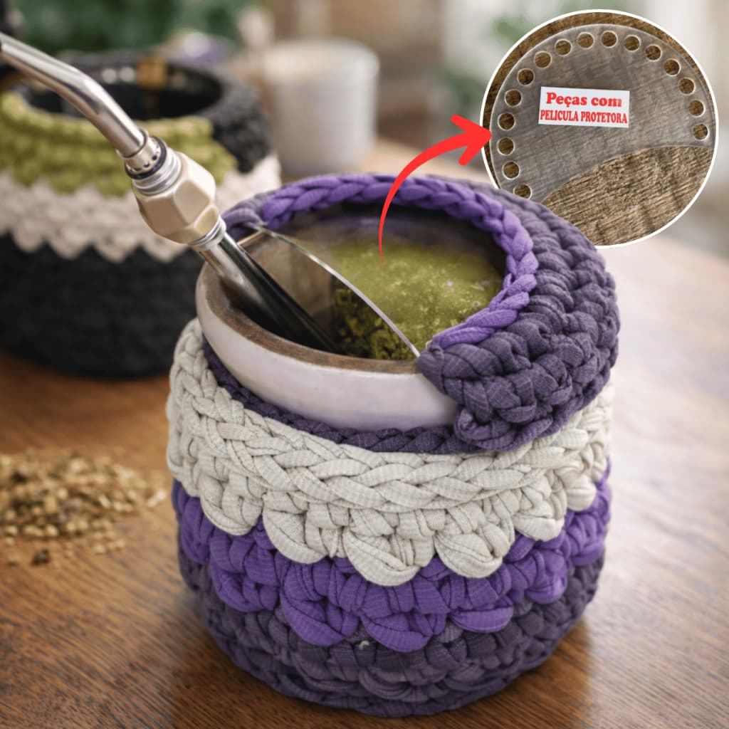 Base Acrílica Meia Lua Para Crochê Cuia Chimarrão 10cm Com Furos Pronta Para Fio Malha Barbante