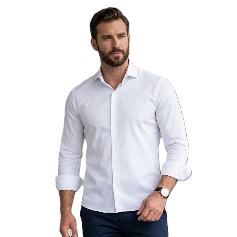 Camisa Social Masculina Amil Manga Longa Slim Não Amassa Fácil de Passar Algodão Casual Elegante