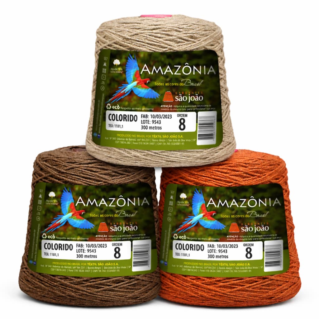 Barbante Fio 8 Amazonia Para Crochê 400G Colorido 300M 1 Unid
