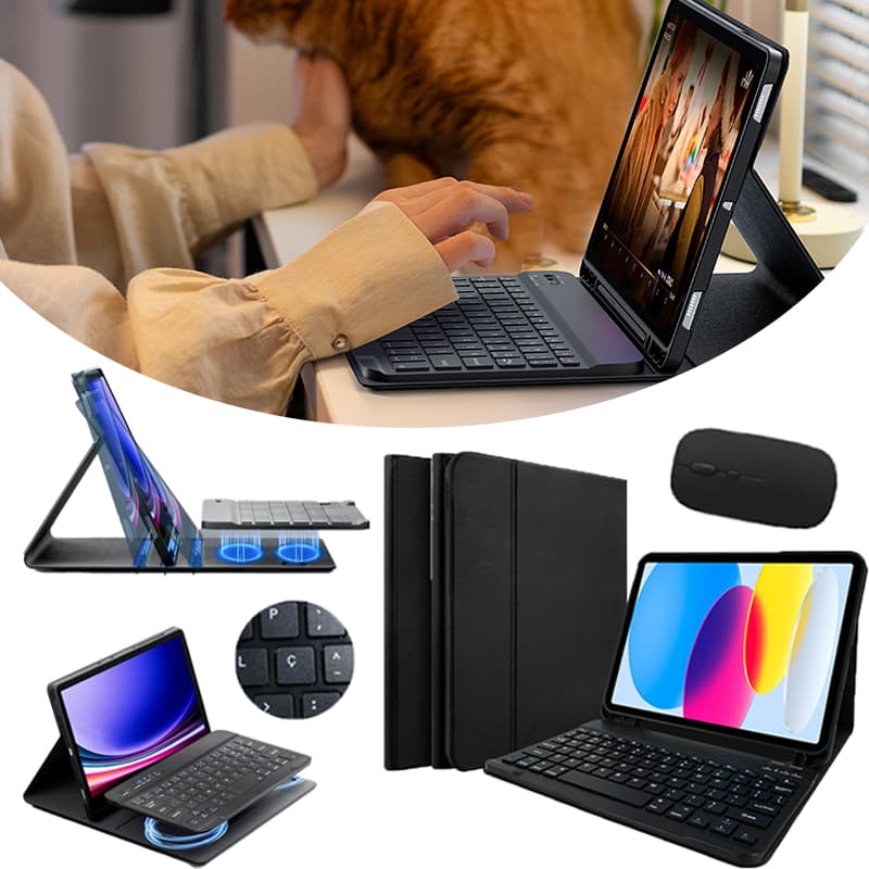 Capa Magnética +Teclado ABNT2+Mouse Para Samsung Tab S10 FE/S10 Lite/S6 Lite/S9FE/A11/A11+/A9+/A9/A8 Com Porta Caneta