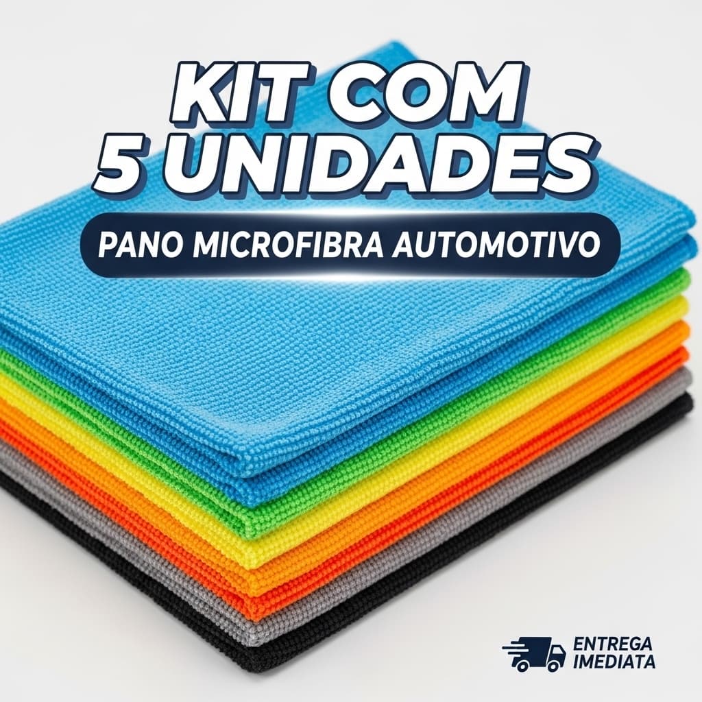 Kit 5 Pano Flanela Microfibra 50x30cm Limpeza Automotiva Dupla Toalha Carro Moto Premium 600GSM