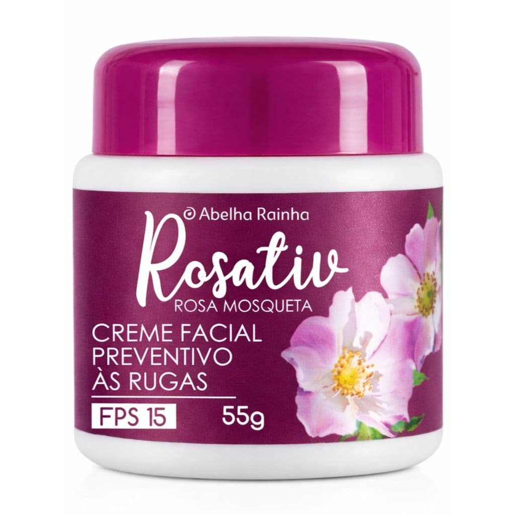 Creme Facial Antirrugas Rosativ Rosa Mosqueta FPS15 55g Abelha Rainha Hidratante Anti-Idade