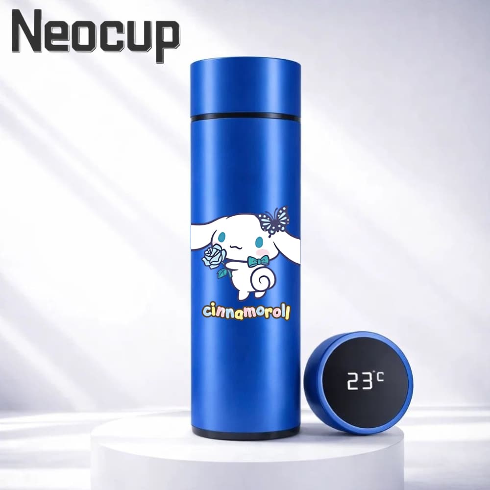 garrafa térmica aço inoxidável DISNEY SANRIO x CINNAMOROLL com termômetro digital 500ml