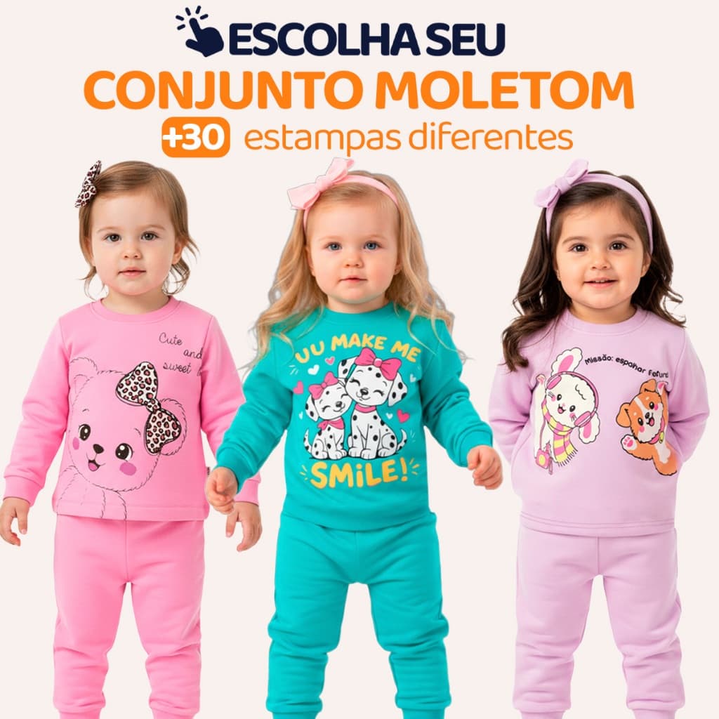 Conjunto, Moletom, Infantil, Bebê, Menina, Inverno, Blusa, Calça, Manga Longa, Roupa de Frio, Feminino, Agasalho L04