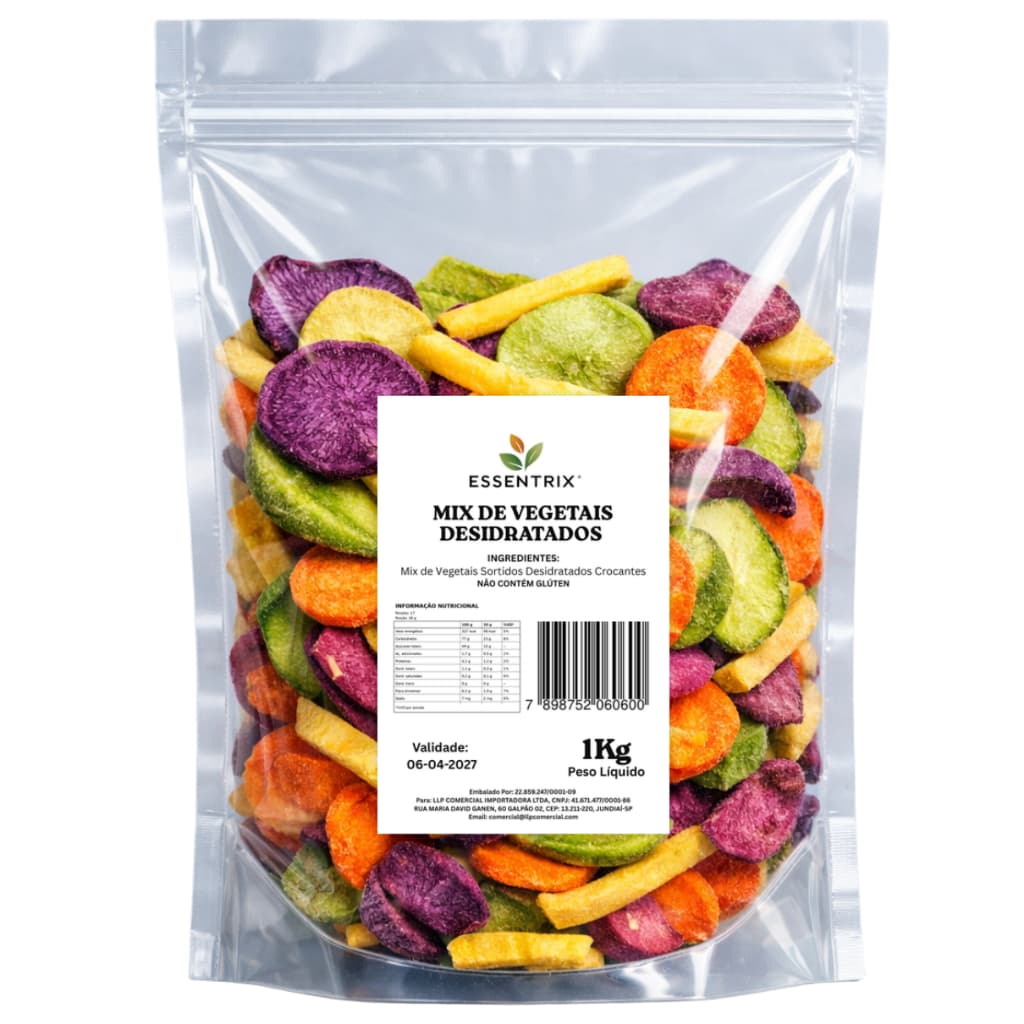 Mix de Vegetais Desidratados Snacks Crocantes Natural e Saudáveis 1kg