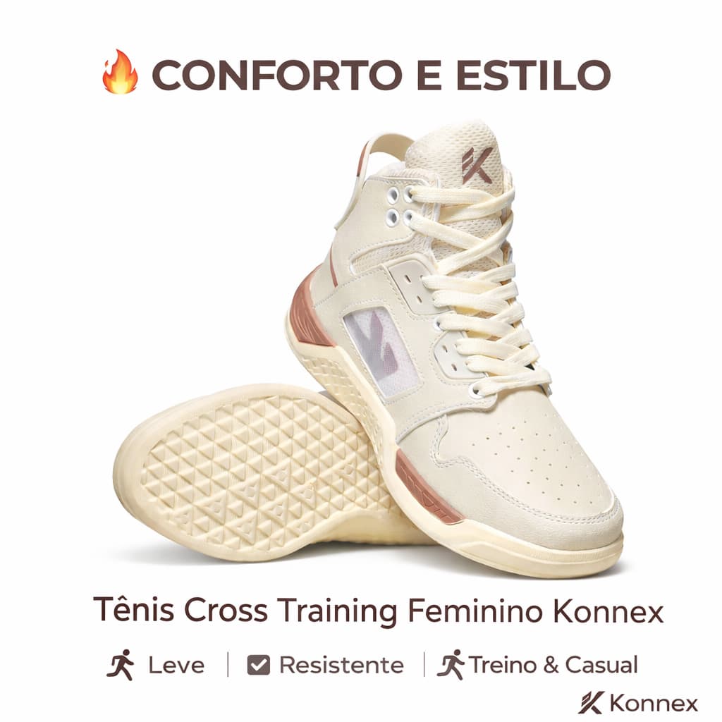 Tênis Botinha de Treino Feminina Academia Conforto e Estabilidade Cross Training Konnex