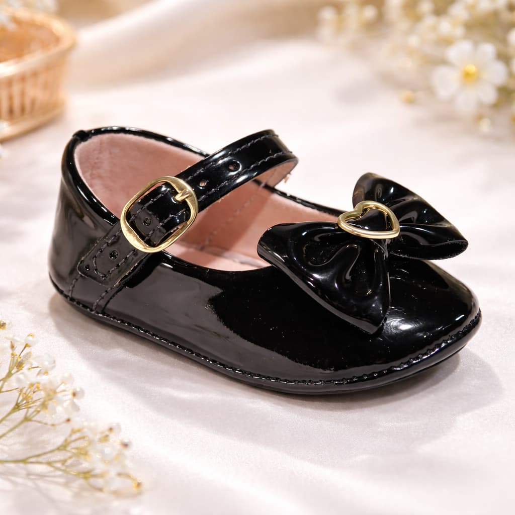 Sapatinho de Bebê Feminino Verniz com Laço do 14 ao 19 laço delicado luxo festa batizado