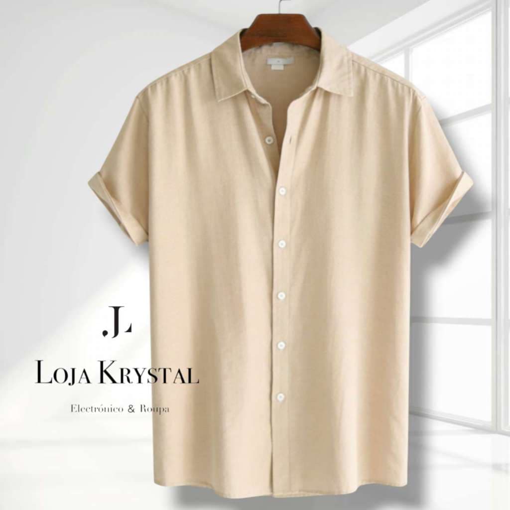 LK  Camisa Social Masculina Manga curdo Slim Fit Casual Mega Oferta VISCOINHO