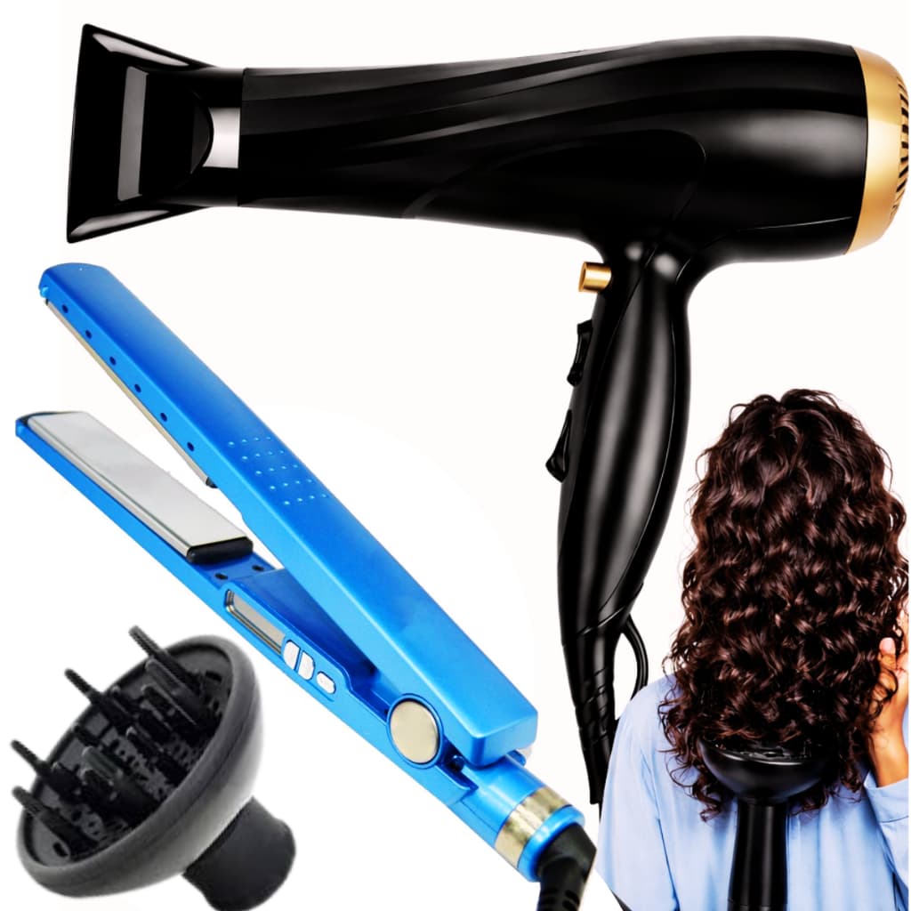Kit Profissional Secador De Cabelos Titanium 2000W + Prancha Chapinha Nano Titanium 450F + Difusor de Cachos