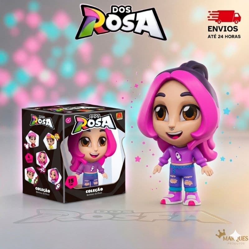 Boneco Katlen Vinil 15 cm Original Dos Rosa Articulado