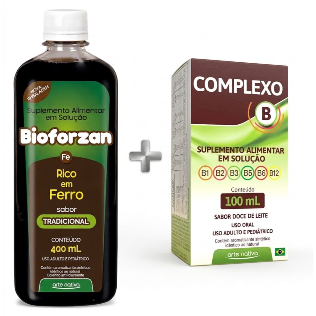 Vitaminas Bioforzan 400ml com Complexo B 100ml (B1,B2,B3,B5,B6,B12)- Arte Nativa