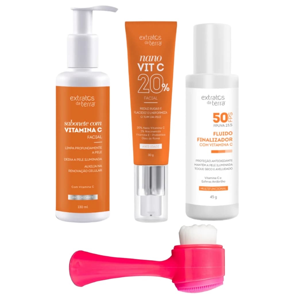 Kit Rotina Skincare Vitamina C Anti-idade Extratos Da Terra