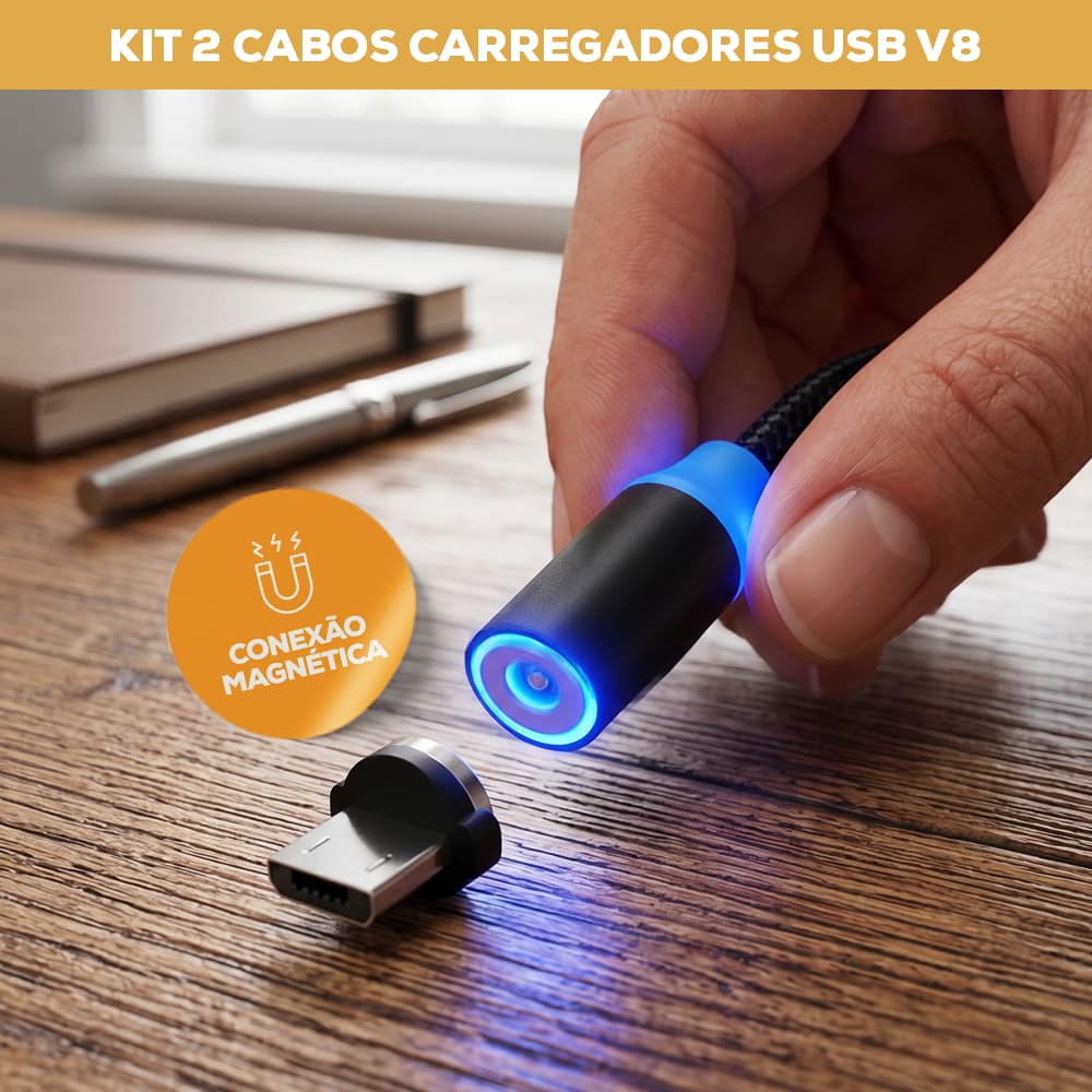 Cabo Magnético Trançado Usb  V8  Carregamento Rápido 2.4A Sumexr SX-B16V8
