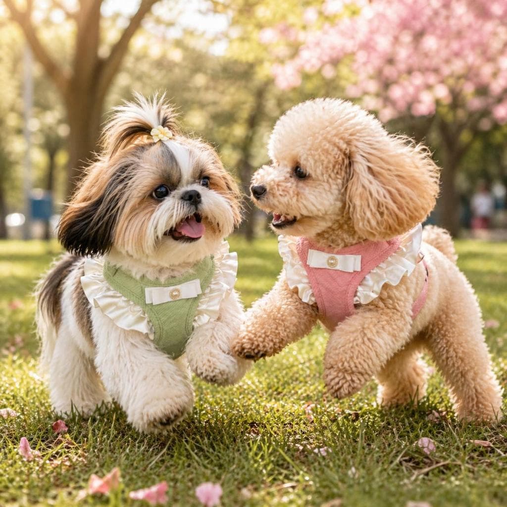 Peitoral Coleira Pet com Guia Babado Cetim Cachorro e Gato Elegante e Confortável Ajustável