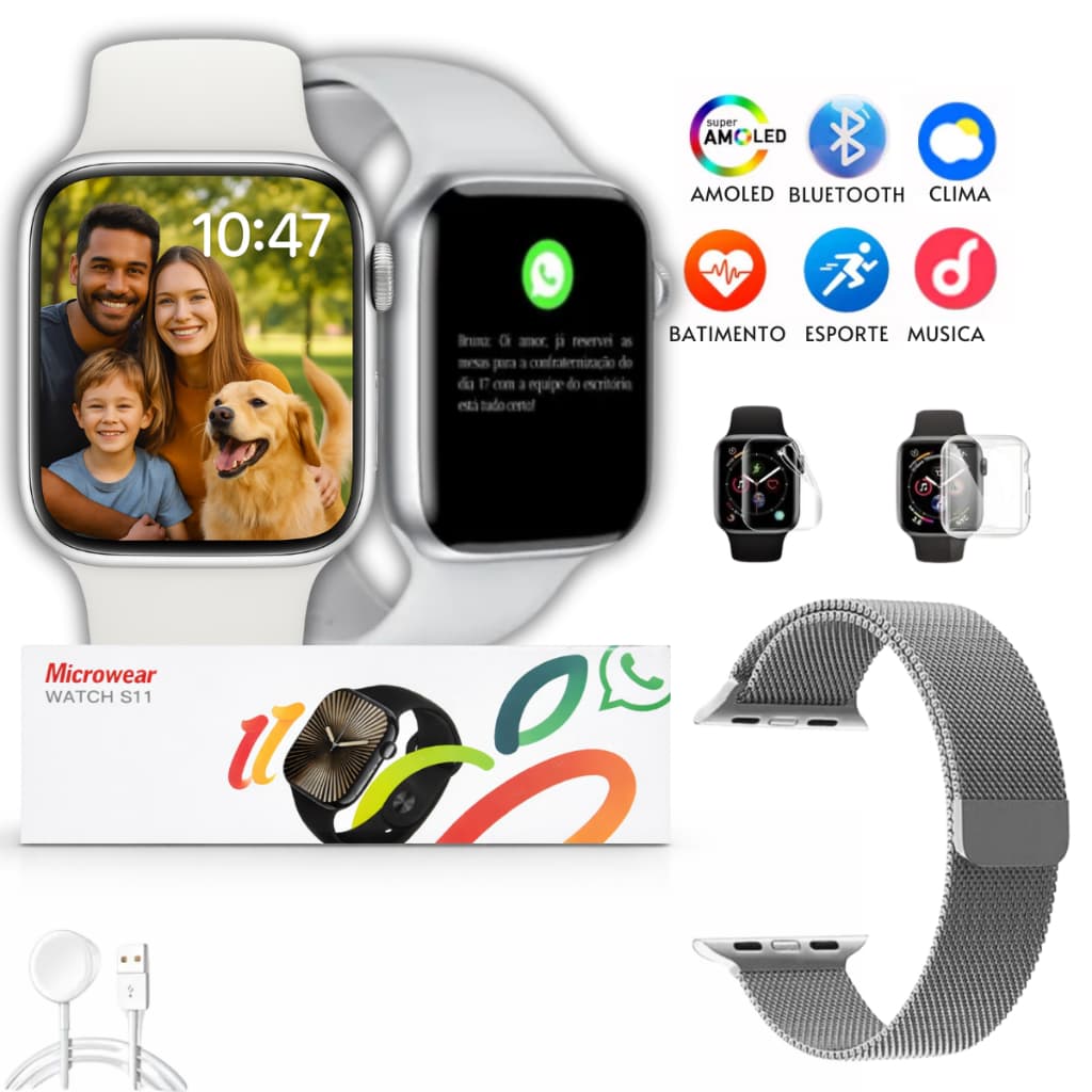Relógio Smartwatch Fitness 2026 Unisex S11 Para Android Samsung Xiaomi iPhone Faz Recebe Chamada