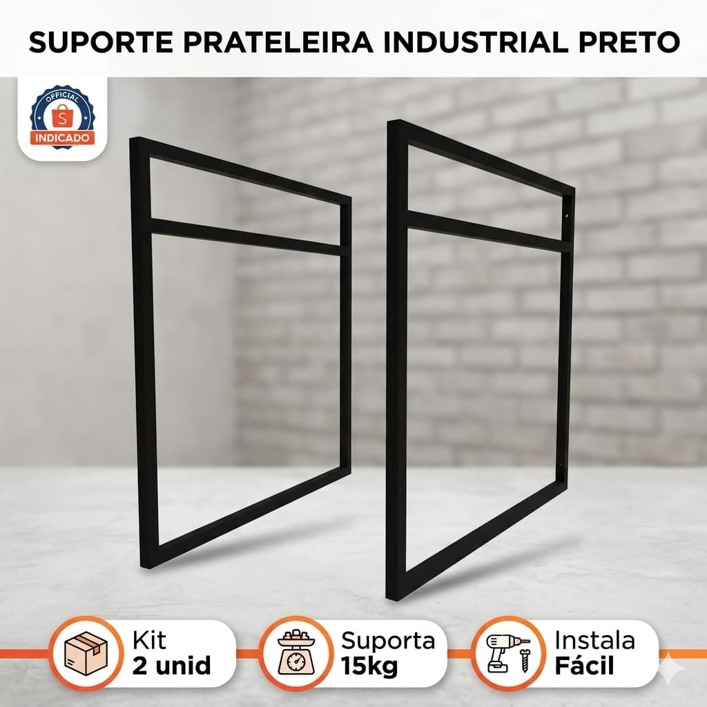 Suporte Prateleira Industrial Parede Flutuante Kit 2un 45cm Metalon Cozinha Forno Microondas
