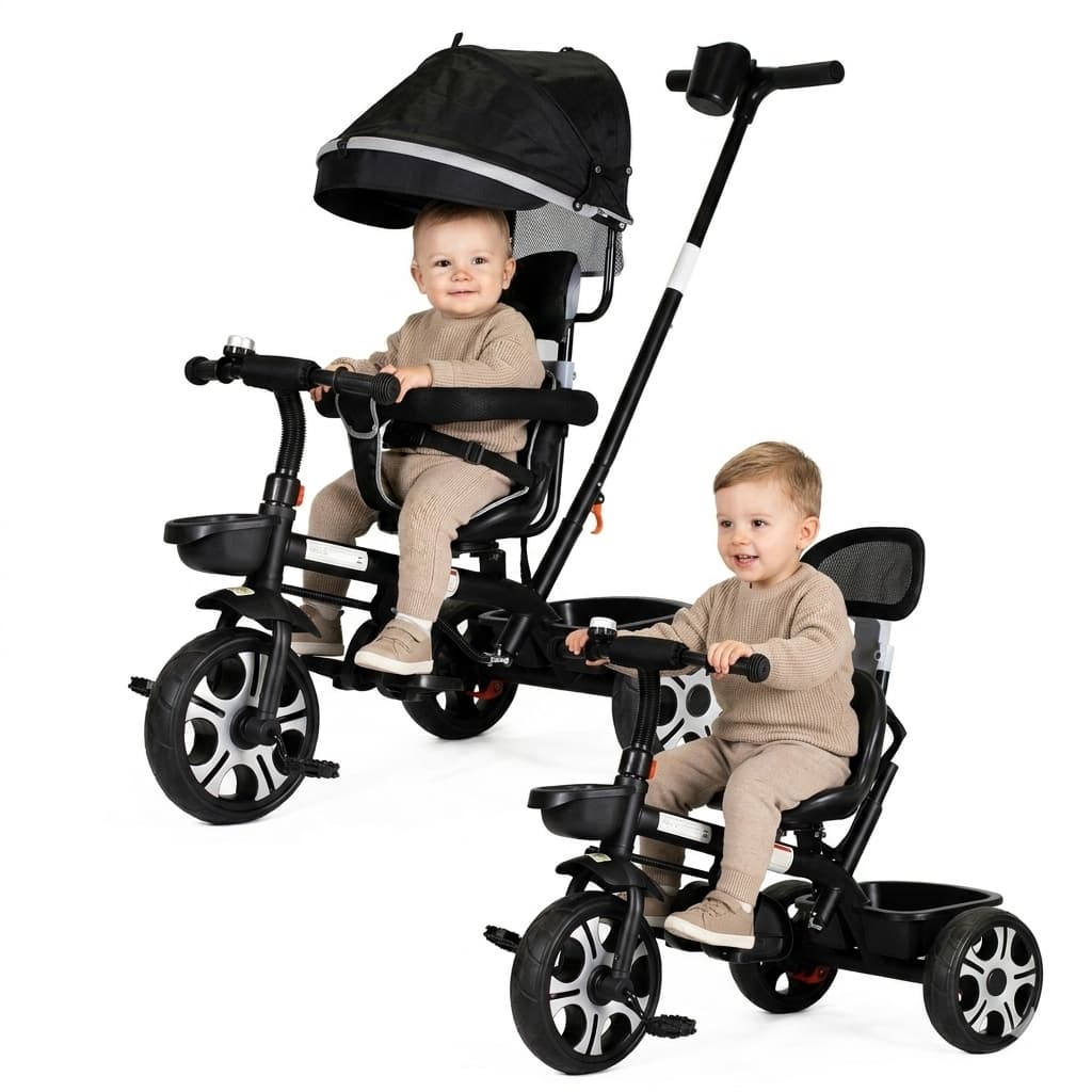 Carrinho de Passeio Infantil Triciclo Para Crianca Zupa com Haste Empurrador - Suporte Até 50kg