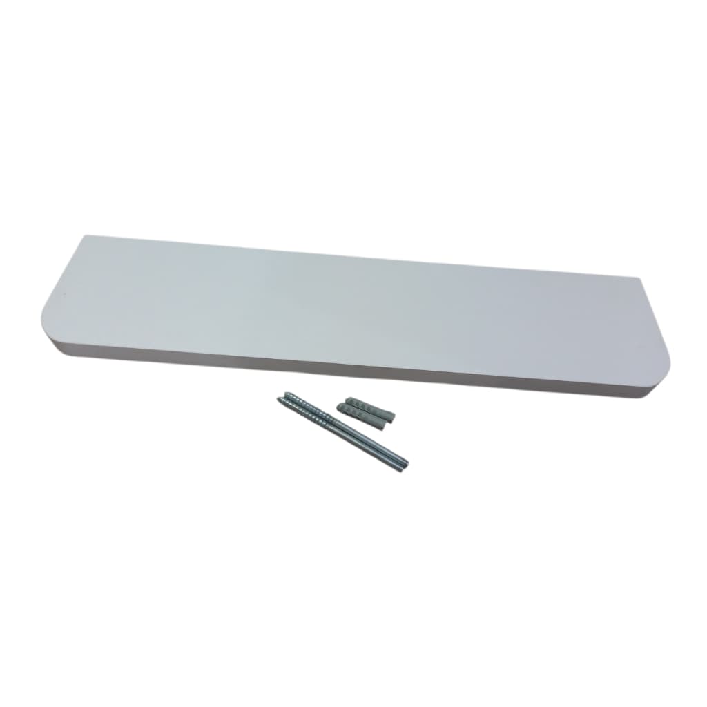 Prateleira boleada, arredondada flutuante MDF Branco 120x15 com suporte invisível salão, parede, banheiro, quarto, sala