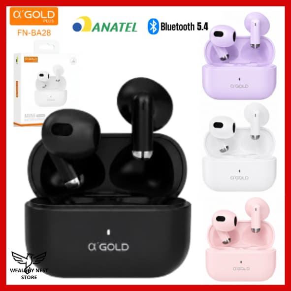Mini Fone De Ouvido Bluetooth 5.4 Sem Fio IPX4 TWS Compacto Android e iOS A'gold