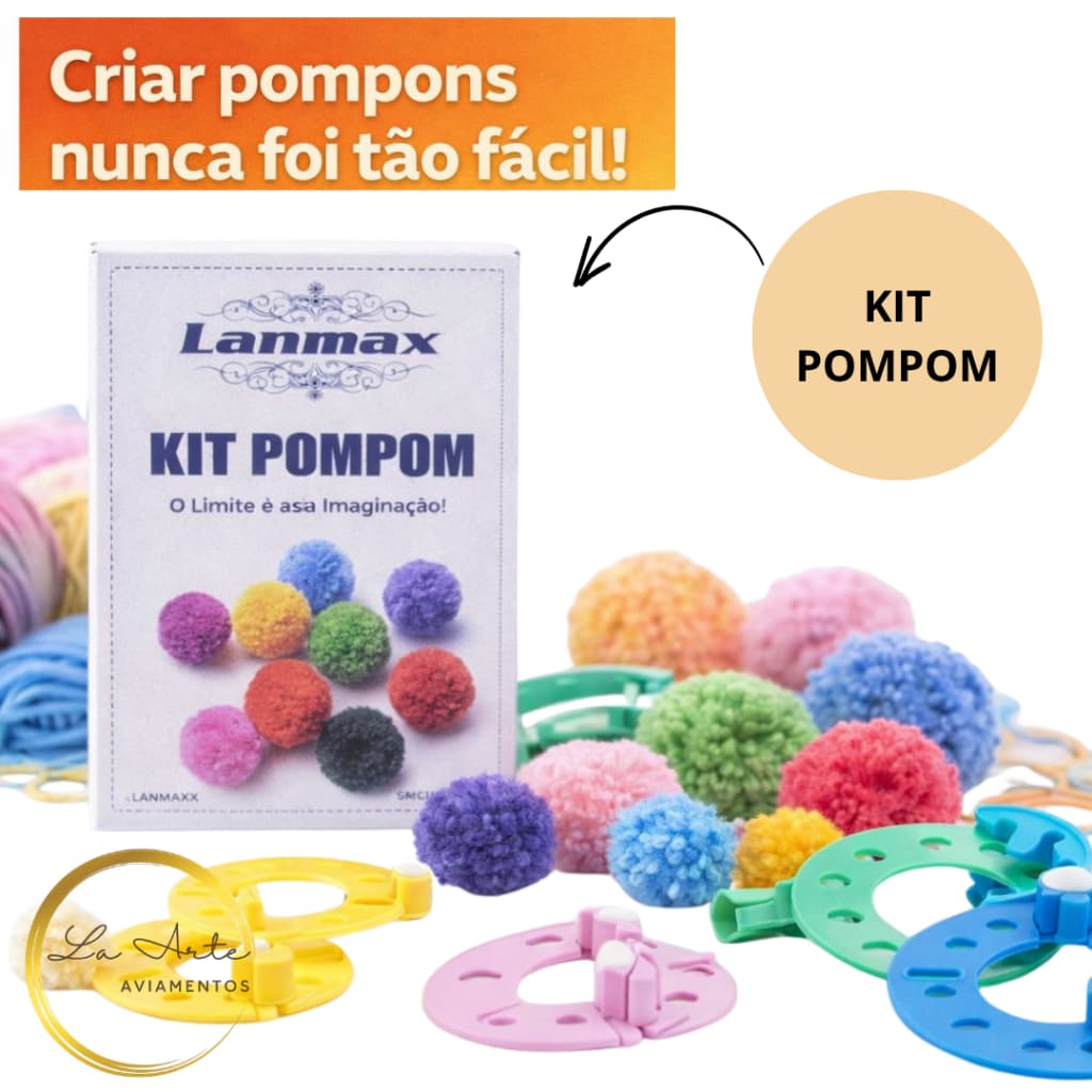Kit Fazer Pompom para Crochê e Amigurumi Kit 4 Tamanhos Lanmax para Lã Artesanato e Tricô