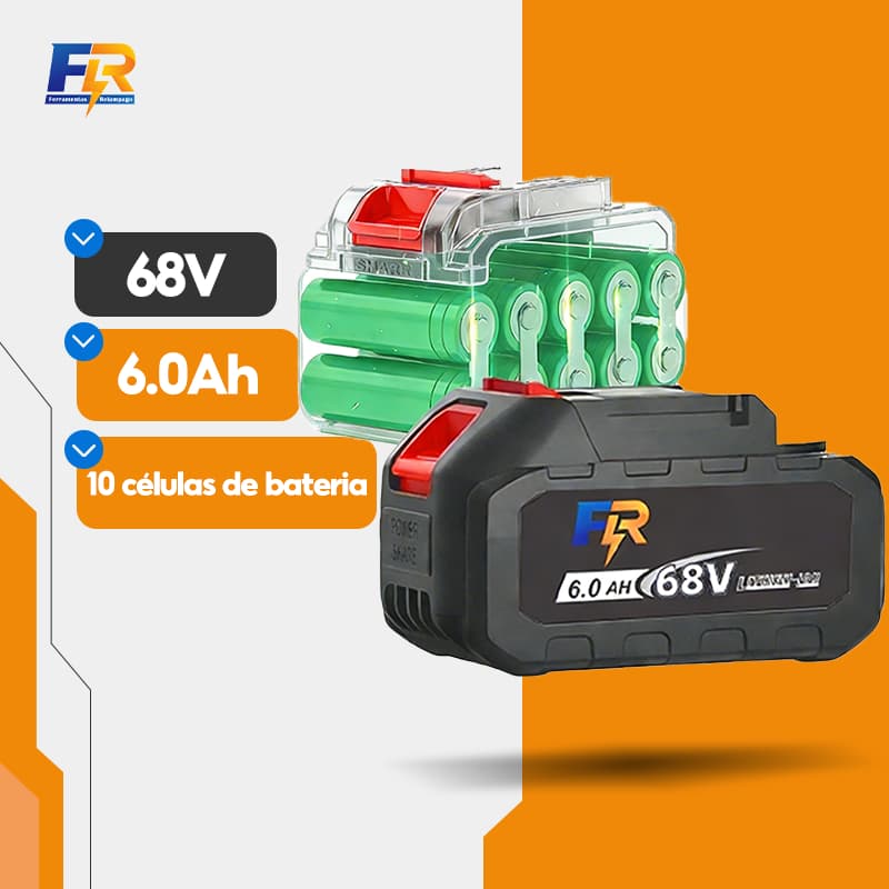 Bateria de Lítio Recarregável Universal 68V para Parafusadeira, Furadeira, Chave de Impacto e Pistola Lava Jato