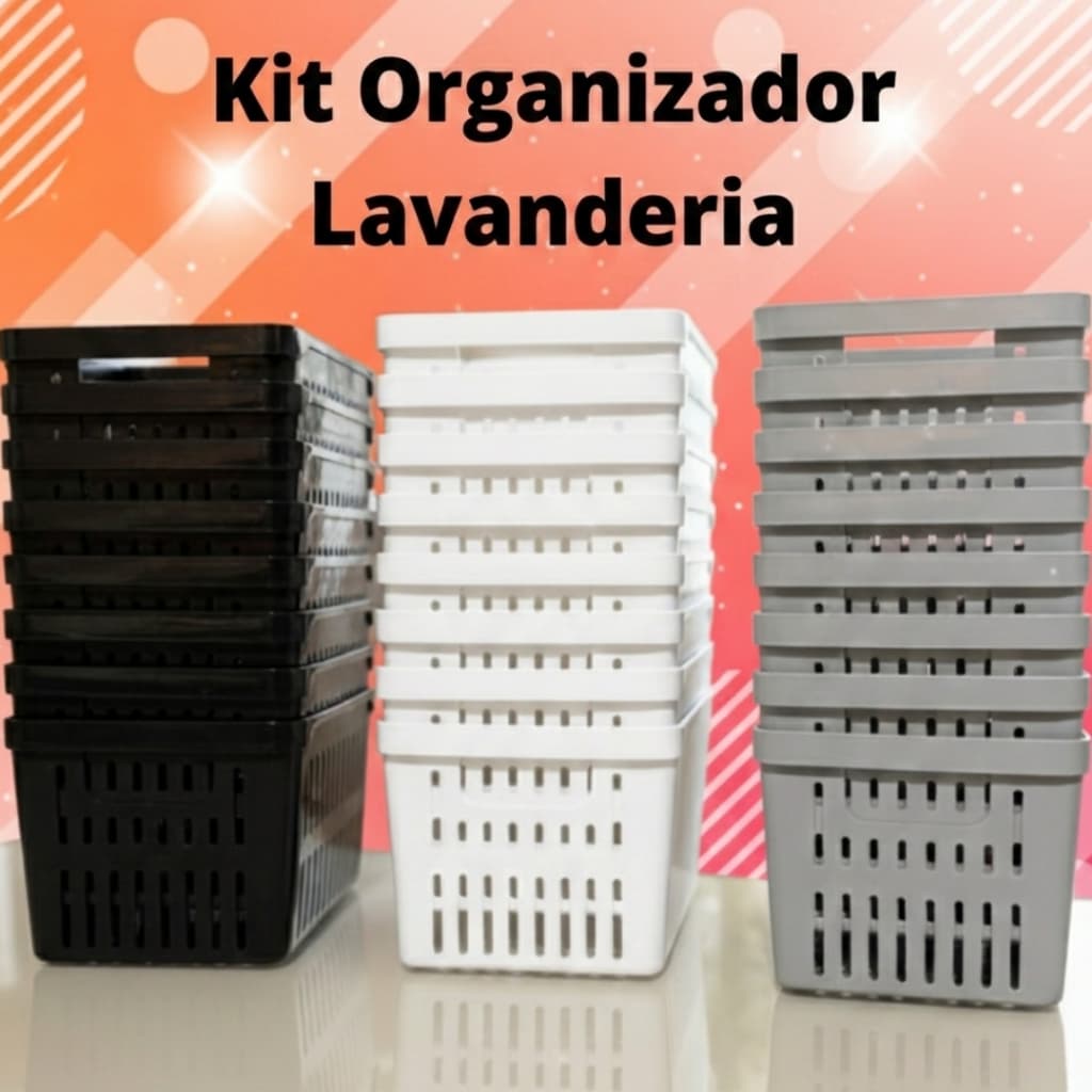 Kit Organizador Multiuso Cestinha Para Lavanderia Armario Banheiro Cesto Organizador Plástico Pequeno