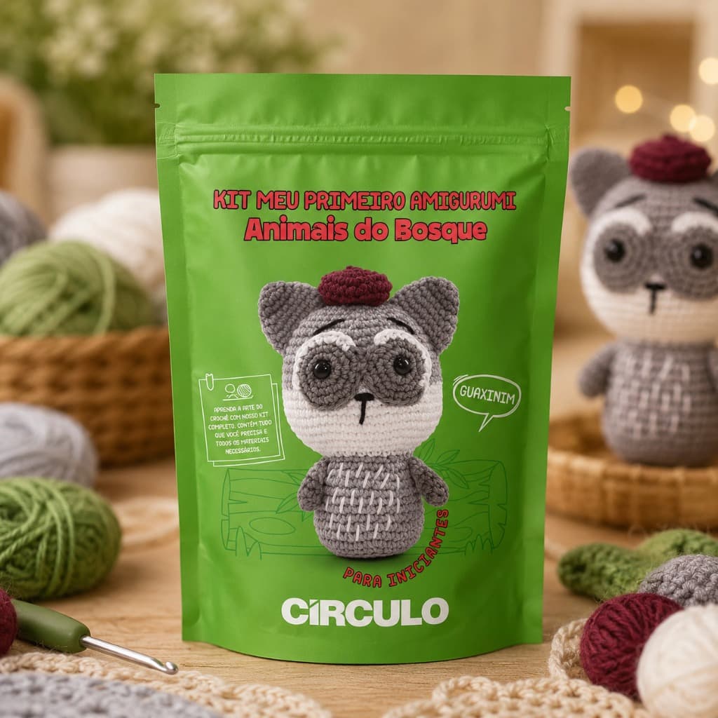 Kit Amigurumi Animais do Bosque Crochê Artesanato Completo Bonecos Decorativos Detalhado Fofo