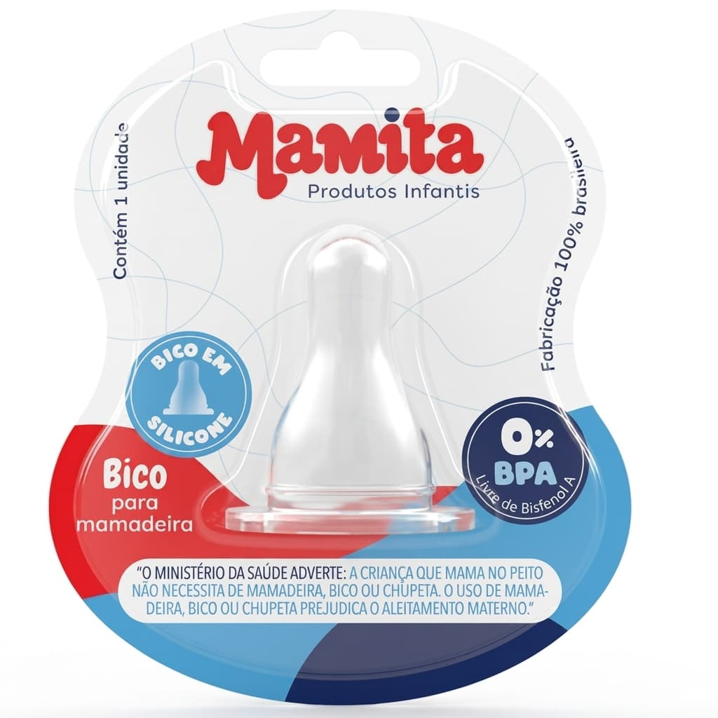Bico de Mamadeira Silicone Ref 252 | Mamita | Redondo | Macio e Seguro para o Bebê!