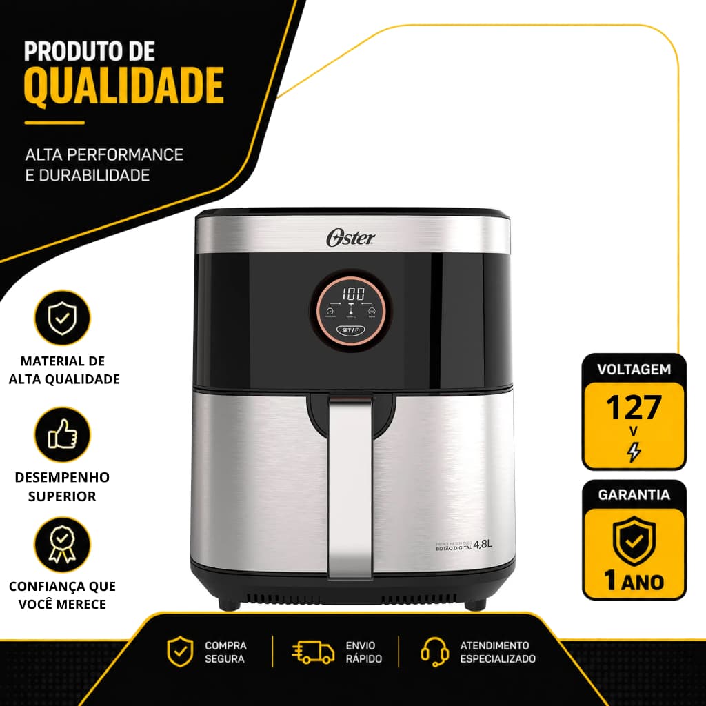 FRITADEIRA OSTER AIR FRYER BOTAO DIGITAL 4.8L 127V 1500W OFRT660