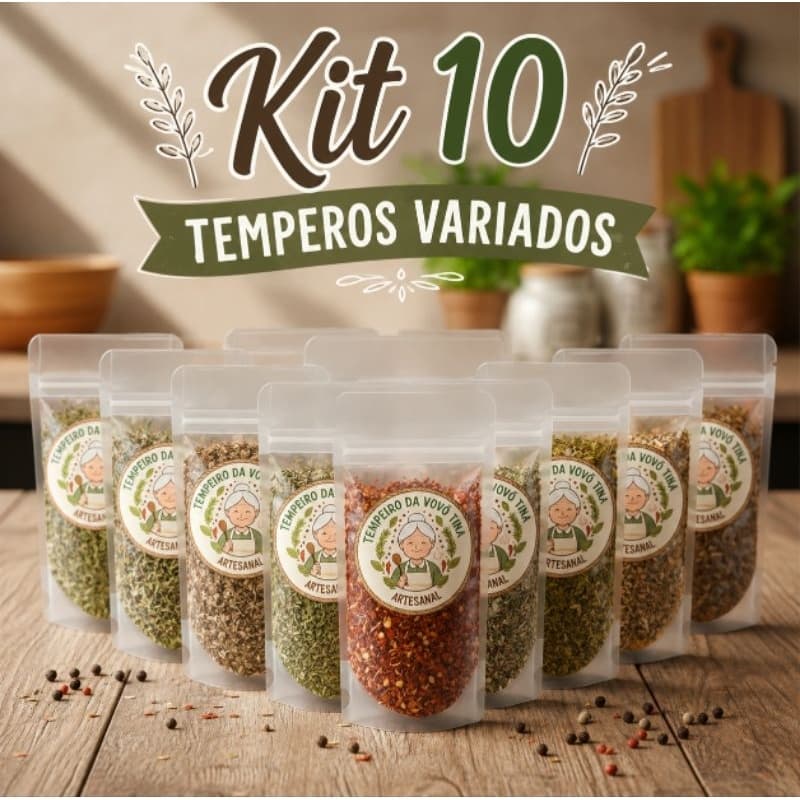 Temperos e Condimentos kit com 10 sortidos