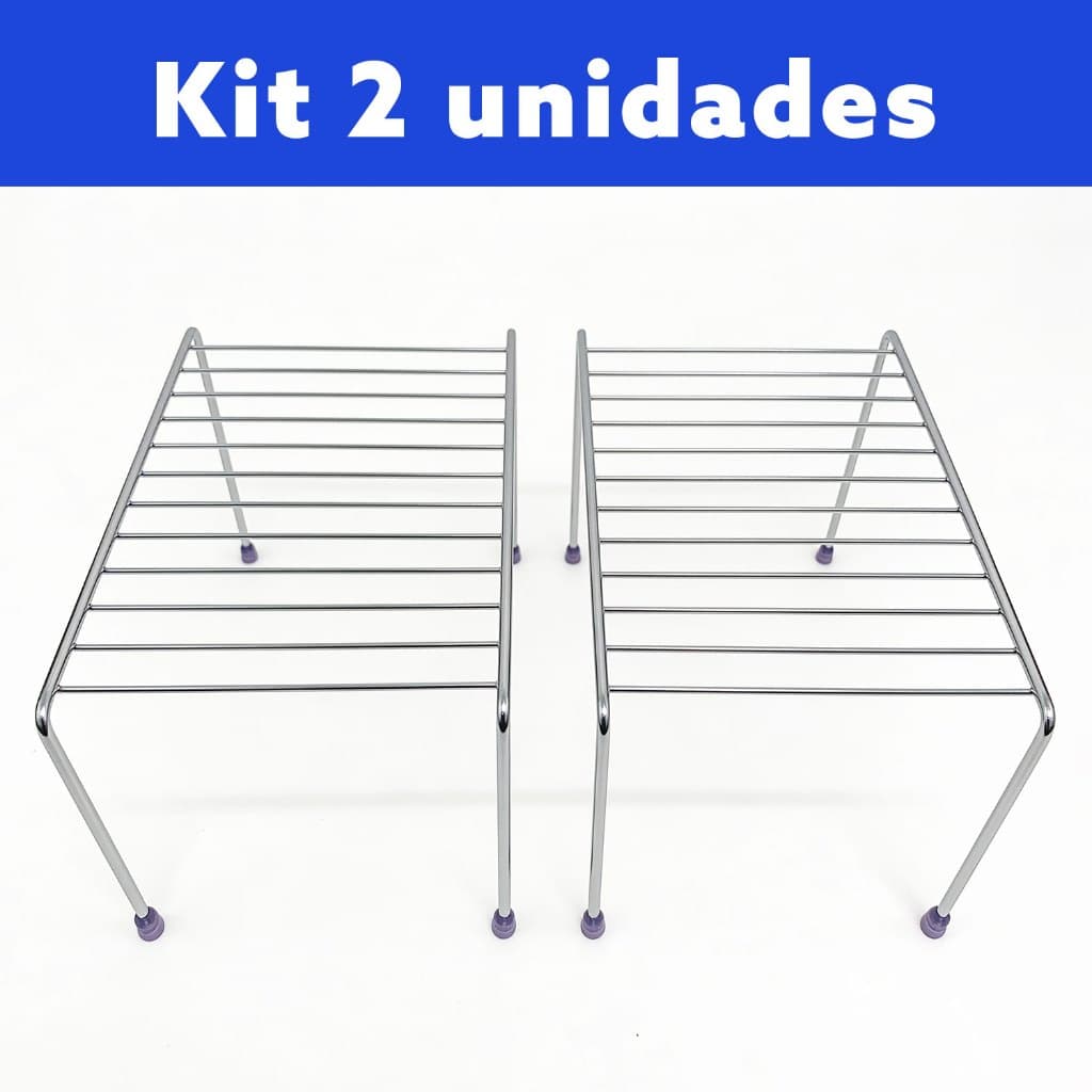 Kit 2 Suporte Organizador Prateleira Porta Pratos Copos Aramado para Cozinha Armário Bancada Multiuso 32cm