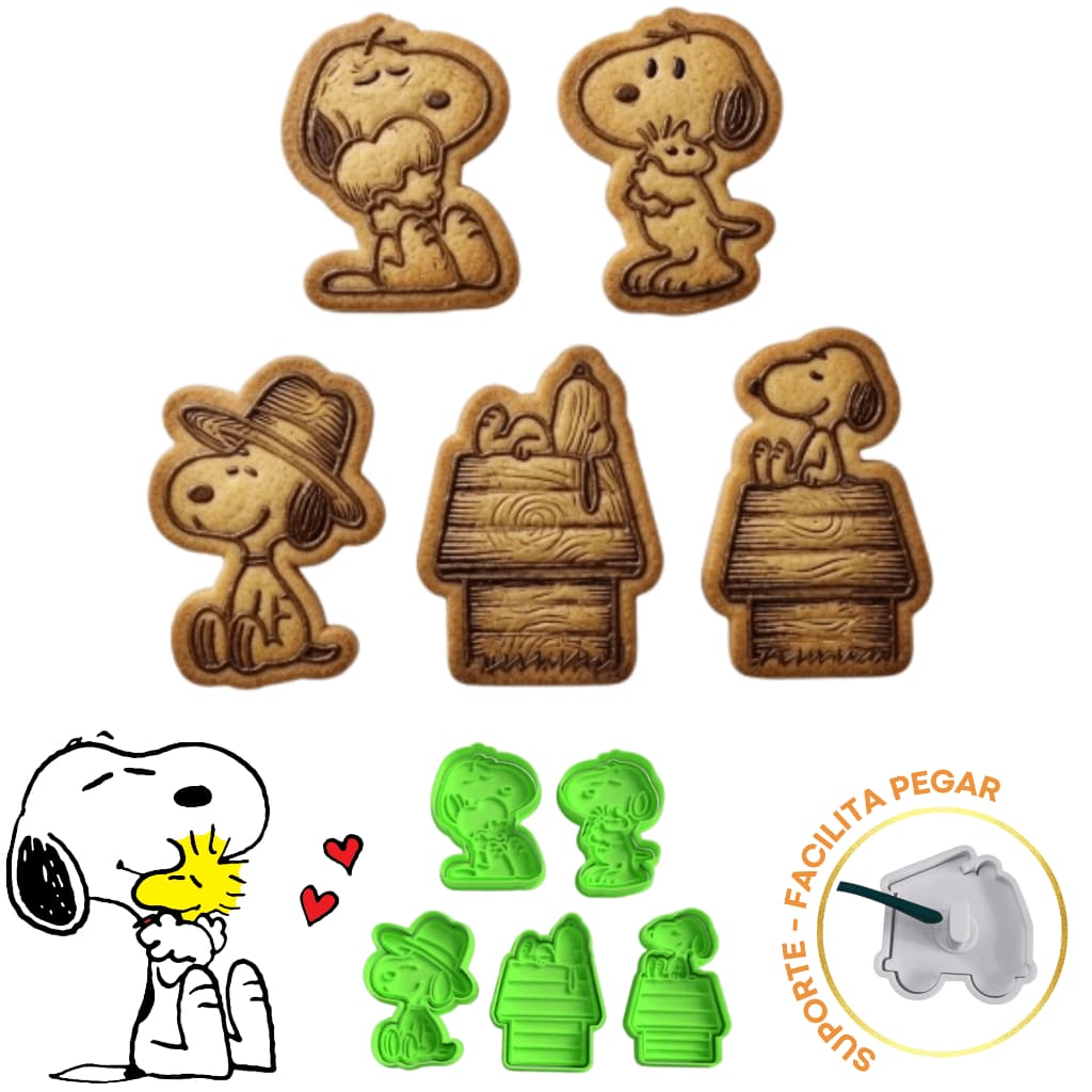 KIT MOLDE CORTADOR DE BISCOITO e MASSINHA DE MODELAR COM TEMA SNOO..PY