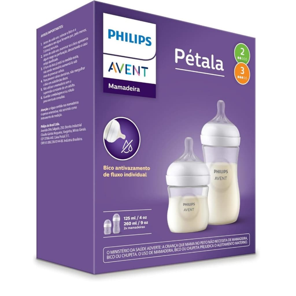 Kit 2un Mamadeira Philips Avent PÉTALA - 125ml + 260ml -